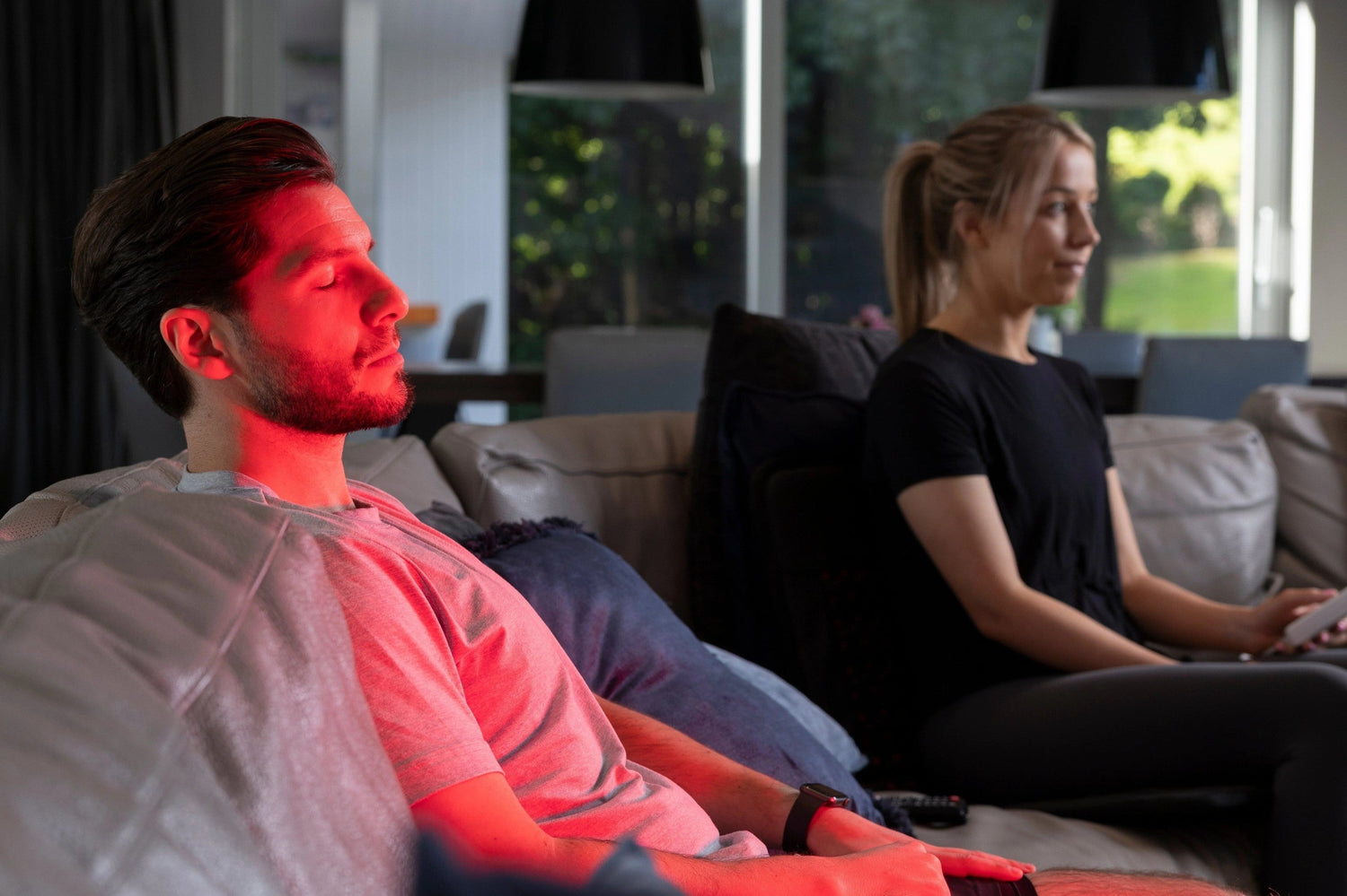 man getting red light therapy